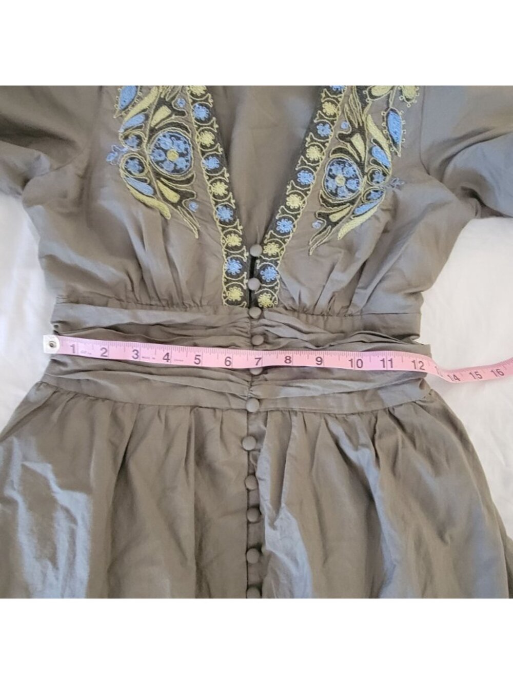 Anthropologie The Katerina Embroidered Maxi Dress Boho Chic Peasant Womens S - Picture 5 of 8
